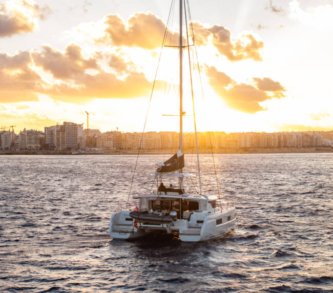 a sunset cruise on the Mediterranean.