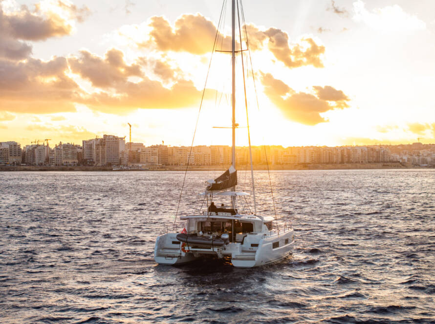 a sunset cruise on the Mediterranean.